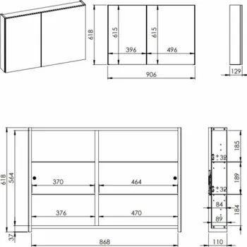 Koupelnový nábytek SKŘÍŇKA SE ZRCÁTKEM ZÁKLADNÍ 90 CM