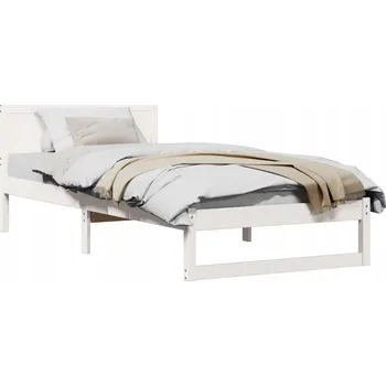 Postel Rám postele s čelem z masivního borovicového dřeva, 90 x 190 cm, Bílý