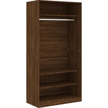 Šatní skříň Skříň hnědý dub 100 x 50 x 200 cm se 3 přihrádkami a tyčí na ramínka