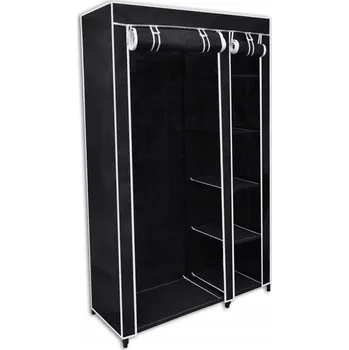 Šatní skříň Skládací černá skříň 110 x 45 x 175 cm z textilie a ocelových trubek