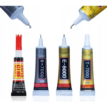 Průmyslové lepidlo 4X AKRYLOVÉ LEPIDLO E8000 T7000 B7000 SUPER GLUE PP PE PS ABS KOVY 15ML SILNÉ