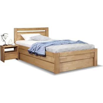 Postel Zvýšená postel s úložným prostorem Klementin, 120x200, masiv buk