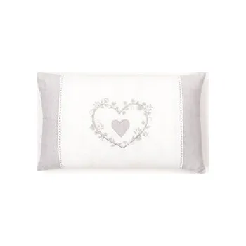 Polštář POLŠTÁŘ Z BAVLNY S VYŠÍVANÝM SRDÍČKEM 30 X 50 CM