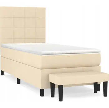 Postel Kontinentální postel s matrací 90x190 cm, krémová, výška 118/128 cm