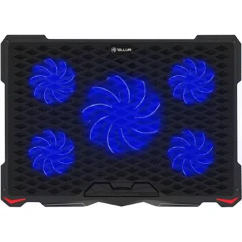 PC ventilátor Tellur Cooling pad Basic 17, 5 ventilátorů, LED, Black