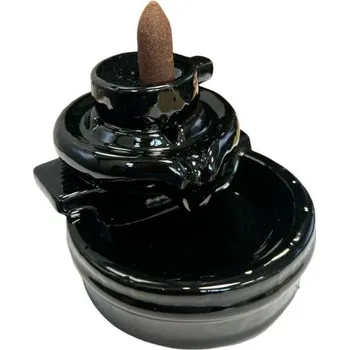 Mani Bhadra Mani Bhadra Stojan na vonné kužely Tekoucí dým Starý mlýnek na rýži (černý), 10 x 9 cm