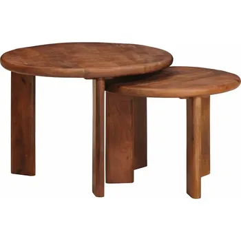 Konferenční stolek vidaXL Hnízdicí kávové stolky 2 pcs Medová hnědá Masivní mangové dřevo [4104653]