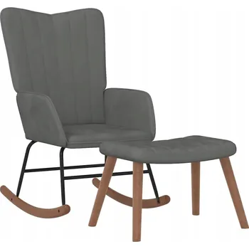 Křeslo Houpací křeslo s podnožkou, samet, tmavě šedé, 61x78x98 cm, 47x31x37,5 cm
