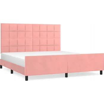 Postel Rám postele s čelem růžový sametový 203 x 186 x 118/128 cm