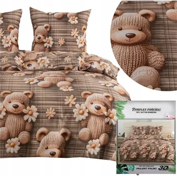 Povlečení Povlečení 160x200 3dílná sada povlaků 70x80 saténové Maria medvídci