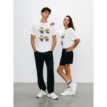 Oblečení a móda Sinsay - Bavlněná košilka s potiskem Minions - bílá - 898GP-00X - 898GP-00X-M