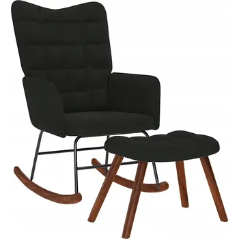 Křeslo Černé houpací křeslo s podnožkou, samet, rozměry: 61x78x98 cm