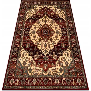 Koberec VLNĚNÝ Koberec DO OBÝVÁKU ORNAMENT bordó RÁMEČEK KLASIK 200x300 cm