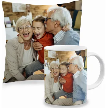 Polštář Foto Polštář + Hrnek s Vlastní Fotkou Dárek 45 x 45 cm