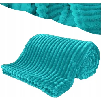 Prostěradlo Deka 200x220 Mikrovlákno Lisovaná Hřejivá Silná Přehoz na Postel Tyrkysová