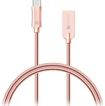 Kabel Connect IT Wirez Steel Knight USB/USB-C, ocelový, opletený, 1 m (CCA-5010-RG), růžový/zlatý