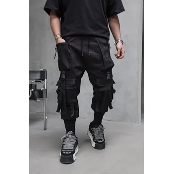 Pánské kalhoty Black Island Černé cargo fit kalhoty HAN Velikost: M