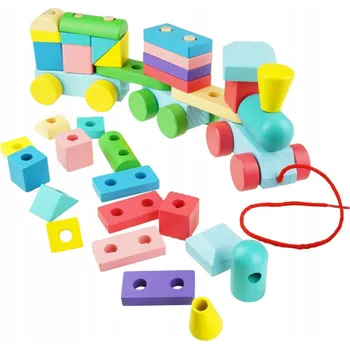 Vláček a vláčkodráha Dřevěný vláček vláček stavebnice vláčkodráha třídič