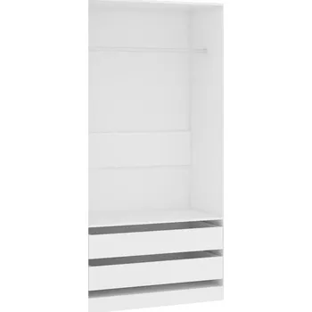 Šatní skříň Skříň na oblečení s tyčí a zásuvkami, bílá, 100x50x200 cm, materiál dr