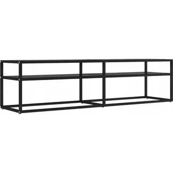 Televizní stolek Černá TV skříňka z tvrzeného skla 160 x 40 x 40,5 cm