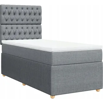 Postel Kontinentální postel světle šedá 200x90x140,5/150,5 cm s matrací a topperem