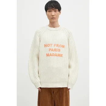 Dámský svetr Vlněný svetr Drôle de Monsieur La Maille TressEe Slogan E.PO163.WO028.EC béžová 01X, vel. L