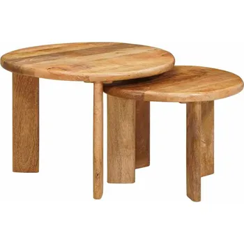 Konferenční stolek vidaXL Hnízdicí kávové stolky 2 pcs Hnědá Masivní mangové dřevo [4104647]