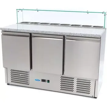 Příprava pizzy Maxima Lednice na pizzu 3 dveře - 137 cm - 400 l - včetně skleněného krytu | 09400208