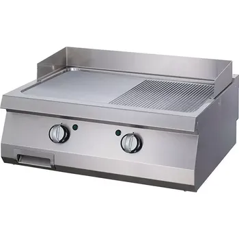 Kuchyňský gril Maxima Grilovací deska Heavy Duty - poloviční drážka Chrome - dvojitá - hloubka 70 cm - elektrická | 09395049