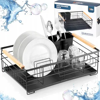 Odkapávač na nádobí Černý odkapávač na nádobí, sušák na nádobí 43x32x14,5 cm /Vilde