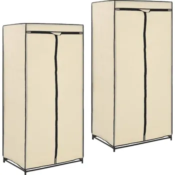 Šatní skříň Krémová skříň na oblečení s železným rámem, 75 x 50 x 160 cm, 2 ks