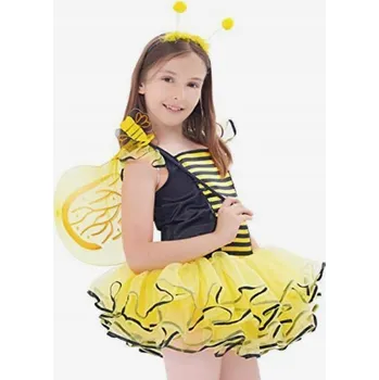 Karnevalový kostým Kostým VČELKA - Šaty + Křídla + Čelenka + Kouzelná hůlka Vel. 110 3-4 roky