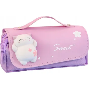 Penál PENÁL TŘÍKOMOROVÝ KOSMETICKÁ TAŠTIČKA KOČKA MOCHI TUBA