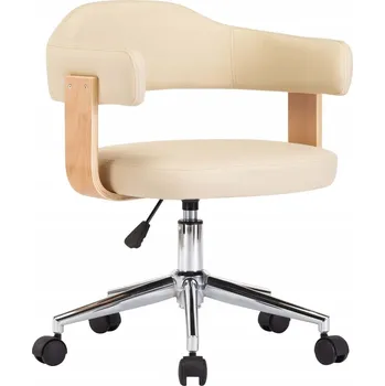 Otočná židle krémová, 55 x 50 x (70-78) cm, umělá kůže
