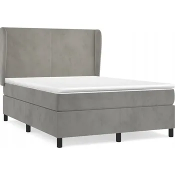 Postel Kontinentální postel s nastavitelným čelem, světle šedá, 193 x 147 x 118/1 cm