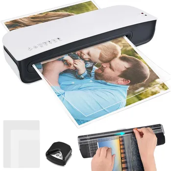 Kancelářská technika LAMINÁTOR A4 FÓLIE 30 KUSŮ GILOTINA ZAOKROUHLOVAČ RYCHLÝ PODAVAČ DO DOMÁCNOSTI