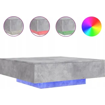 Konferenční stolek Konferenční stolek s RGB LED osvětlením, šedý, 100 x 100 x 31 cm