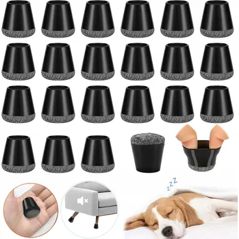 Podložka pod nábytek SILIKONOVÉ NÁVLEKY NA NOHY ŽIDLÍ A NÁBYTKU S FILCEM, OCHRANNÉ, 24 KS