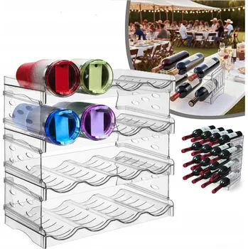 DRŽÁK NA LAHVE DO LEDNICE PRAKTICKÝ REGÁL NA VÍNO 4 VRSTVY