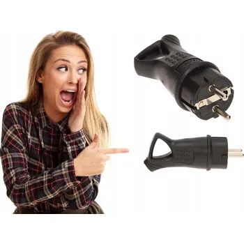 Elektrická vidlice Gumová voděodolná zástrčka Uni-Schuko s úchytem IP44 černá 16A ORNO