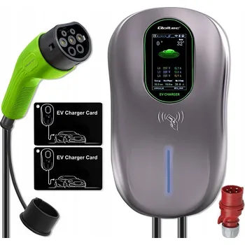 Nabíjecí stanice pro elektromobil Nabíječka automobilová EV 22 kW Typ 2 3F Wallbox WiFi LCD 2 karty do hotelu