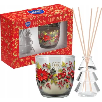 Svíčka Parafínová vonná svíčka Veselé Vánoce Aura 1 ks