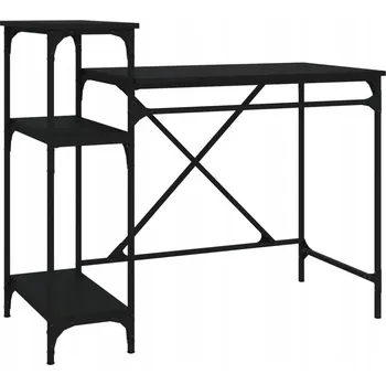 Psací stůl Industriální psací stůl se 3 policemi, černý, 105 x 50 x 90 cm