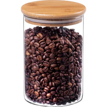 Dóza na potraviny KADAX SKLENĚNÁ NÁDOBA NA POTRAVINY KOŘENÍ S BAMBUSOVÝM VÍKEM 1040ml