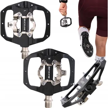 Pedál na kolo PEDAŁY ROWEROWE SPD PLATFORMOWE DWUSTRONNE HLINÍKOVÉ MTB GRAVEL S BLOKY