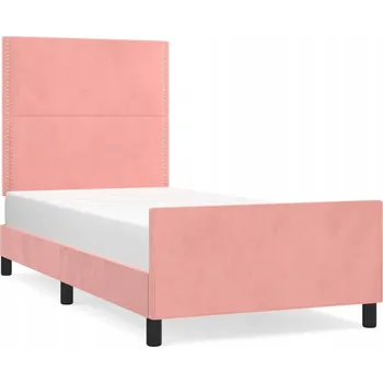 Postel Rám postele s čelem, růžový samet, 203 x 83 x 118/128 cm