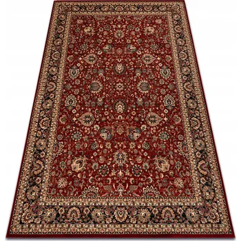 Koberec VLNĚNÝ Koberec DO OBÝVÁKU Ornament KVĚTY RÁMEČEK LOUKA bordo 80x160 cm