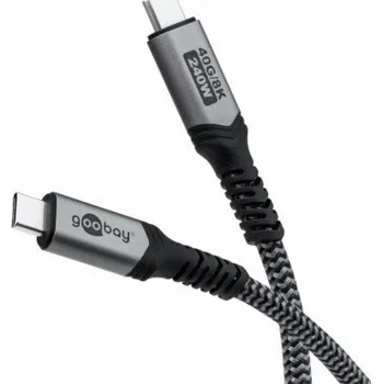 Počítač Goobay Kabel USB-C™ s textilním krytem, USB4™, 240 W, 40 Gbit/s, Power Delivery, 1,5 m - Délka kabelu 1,5 m