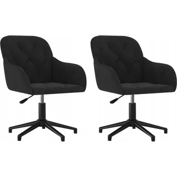 Jídelní židle Otočné jídelní židle ze sametu, černé, 56 x 61,5 x (72-80) cm, 2 ks