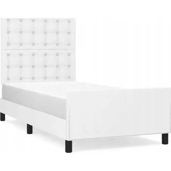 Postel Rám postele s čelem, bílý, 203 x 83 x 118/128 cm